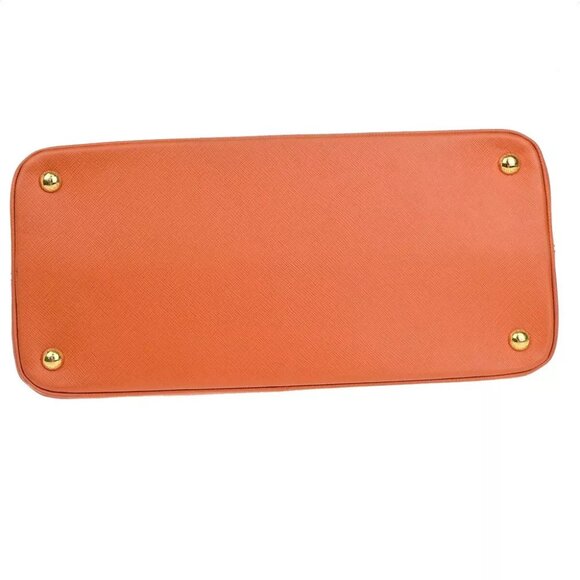 PRADA MILANO 2Way Shoulder Hand Bag Saffiano Leather Orange Gold Italy 99EB493 - Picture 6 of 15